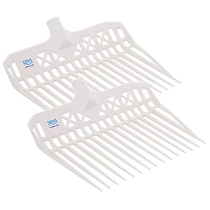 SUEVIA - Pro Manure Fork Head Without Handle - Ultra Strong and Stable - Teeth Length: 7 3/4'' - Premium Pitchfork Replacement Head - White (2 Units)