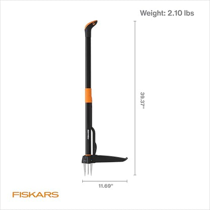 Fiskars Deluxe Stand-Up Weed Puller Tool, 4 Serrated Stainless Steel Claws - style: 4-claw