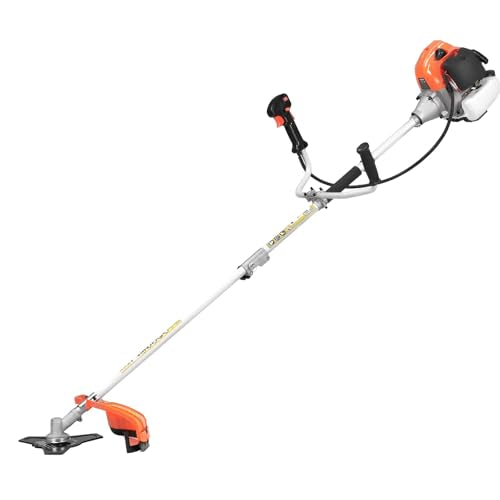 VEVOR String Trimmer, 43 cc 2-Stroke, Gas Weed Eater, 17" Grass Trimmer, Multi-Functional Weed Eater Gas Powered with Shoulder Strap & 3T Blade, Weed Wacker Gas for Quick Grass Cleaning - size: 43 CC