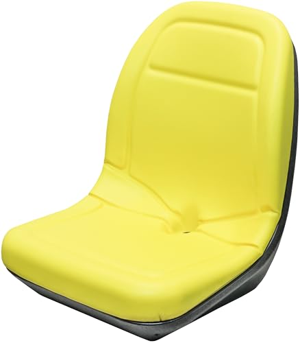 Uni Pro - KM 229 Yellow Vinyl Bucket Seat - Fits Mowers, Gators, Skid Steers, Compact Utility Tractors, Rollers, Trenchers, UTVs, Excavators, more. Check mounting before buying.