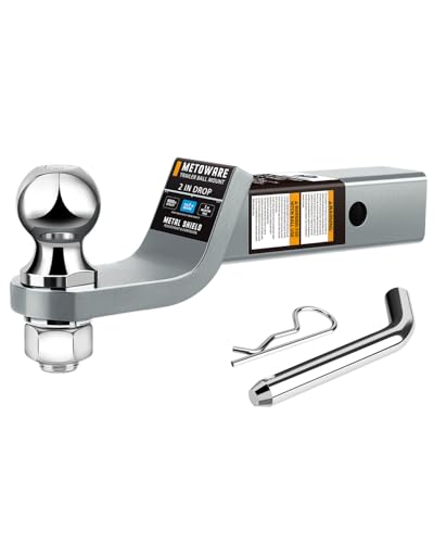 METOWARE Trailer Hitch Ball Mount 2" Drop Fits 2" Receiver, 6000Lbs GTW - color: Gray, size: 2" Drop