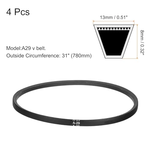 uxcell 4pcs A29/4L310 Classic Wrapped Rubber V-Belt, 29"(730mm) Inside Circumference, A Profile V Belt - size: A29
