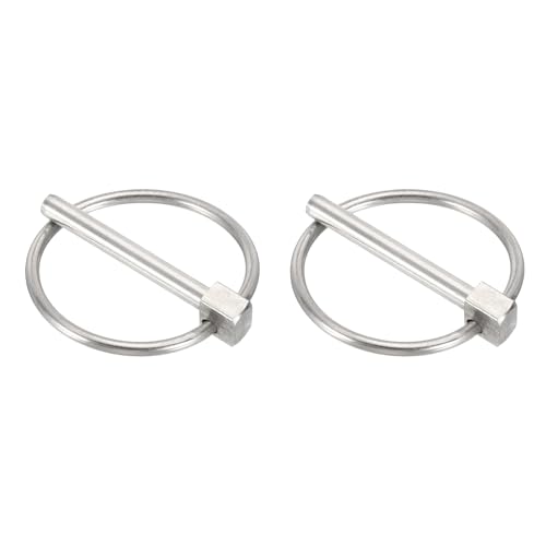2Pcs Lynch Pin with Ring (13/16" x 1-9/16") - Heavy Duty Linch Pins Shaft Locking Pin Clips Stainless Steel, for Farm Tractors Trucks Lawn Mowers Trailers Trolley, Silver - size: 13/16" x 1-9/16"