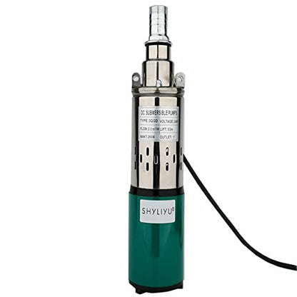 Solar Submersible Well Pump DC 24V 260W Deep Well 3" Tube Stainless Steel Screw 2300L/H 1" Outlet High Lift 53M for Irrigation Agricultural Garden Home - size: 3QGD-24V-260W-1“