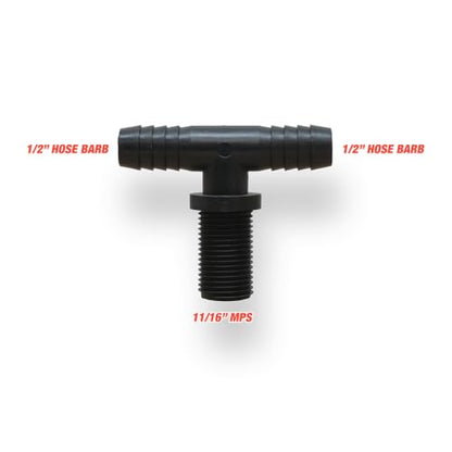 Valley Industries Polypropylene Tee Nozzle Body Kit - 11/16" MPS x 3/8" HB, 2 Pack - style: Tee Nozzle Body