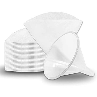 50 filter cones and funnels 4.5" Fryer Oil Filters Deep Fryer Oil Filter Funnel Non Woven Filter Cone Grease Filter Cones Best For Restaurants, Cafes, Food Trucks, Hotels - style: 50 Filter Cones and 1 Cones Holder