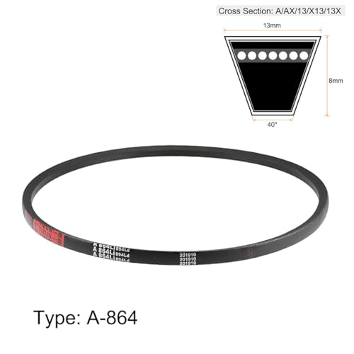 uxcell A864 V-Belts 864mm Inner Girth 13mm Top Width 8mm Thickness A-Section Rubber Drive Transmission Belt 2pcs - size: 34"