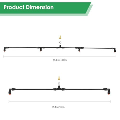4 Nozzles Sprayer Boom Wand with 3/8 Inch Brass Barb, Sprayer Wand, Switchable 2 Nozzle Pattern, Lightweight, Up To 55.1 Inches Long, Sprayer wand, Suitable For Watering Large Areas In Gardens, Farms