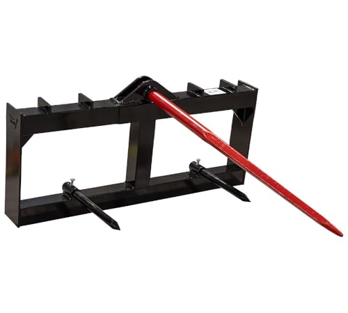 Mytee Products 49" Hay Spear for Tractor w/Dual Stabilizer Bar 3,000 lbs WLL Skid Steer Bale Spear Quick Attachment Frame for Mowers, and Haulers - size: 1 - Pack