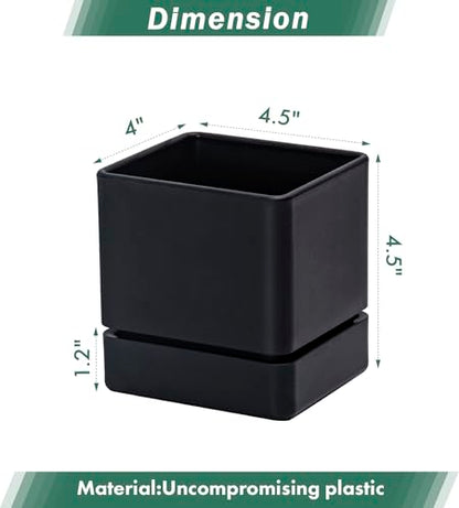 D'vine Dev 2-Pack Plastic Herb Planter Pots, 4 in, Black, 76-Y-B2-1 - color: Black, size: 8 Inch x 4.5 Inch