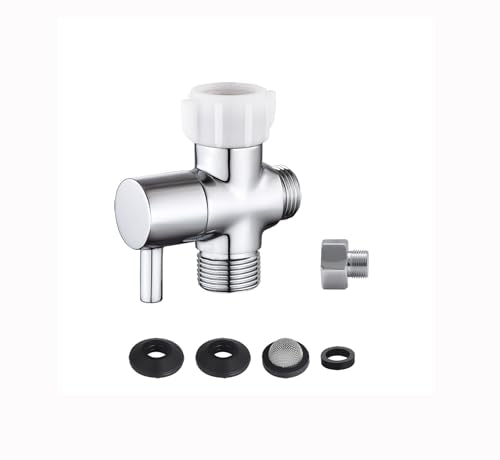 Bidet T Adapter With Shut off Valve,3 Way T Valve for Bidet, Brass T Adapter for Handheld Toilet, 7/8"×7/8"×1/2" or 3/8"