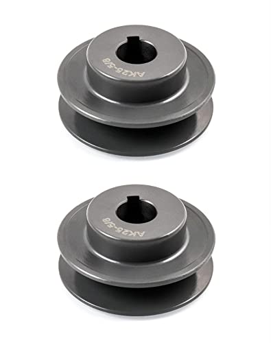 QWORK Single Groove Web Sheaves, 2-1/2"OD 5/8"Bore V-Belt Sheave for V-Belt, 2 Pack