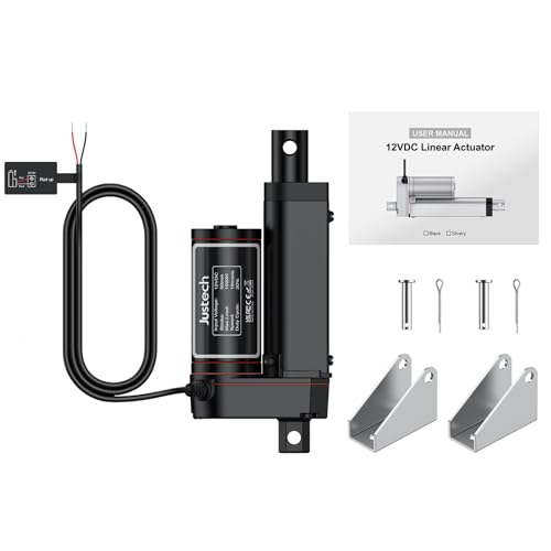 Justech 330LBS/1500N-2inch/50mm 12V Linear Actuator with Bracket, Black - size: 1500N-50mm