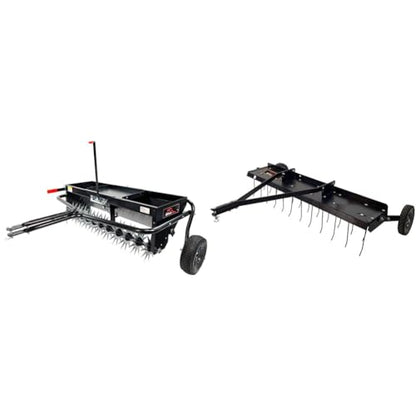 Brinly 2-in-1 40" Aerator Spreader and 48" Tow Behind Dethatcher Lawn Care Bundle