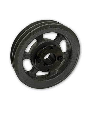 Double Groove 5.95" Cast Iron Electric Motor " H " Pulley/Sheave, Bushing Included, for 3/8" and 1/2" Top Width 3L/A/AK/4L/4LK Section V Belt, 2 Groove (1-1/8" Shaft / 1.125" Bore, 2AK61H) - size: 1-1/8" Shaft / 1.125" Bore