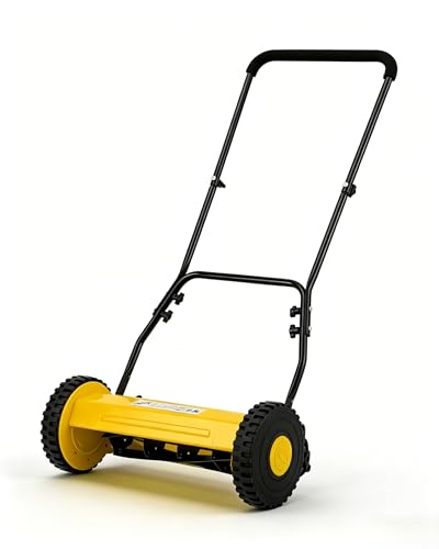 14-Inch Hand Push Reel Lawn Mower, 5-Blade Manual Push Lawnmower