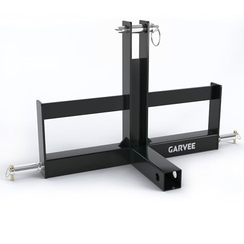 3 Point Trailer Hitch with 2" Receiver for Tractor, Versatile Category 1 Quick Hitch Drawbar Adapter – with Suitcase Weight Brackets for Towing & Stability, Black
