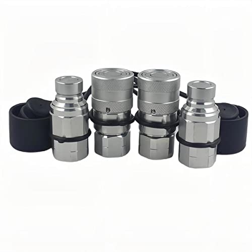 2-Sets 1/2" Skid Steer Bobcat Flat Face Hydraulic Quick Disconnect Coupling NPT1/2 Set Quick Connect Couplers with Black Dust Caps - size: 2-Sets 1/2" NPT