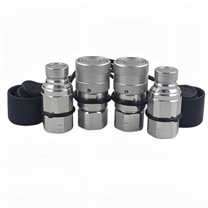 2-Sets 3/4" SAE-12 UNF1-1/16 Skid Steer Flat Face Hydraulic Quick Connect Coupling/Coupler, 1/2 Body W/Dust Cap - size: 2-Sets 3/4" SAE