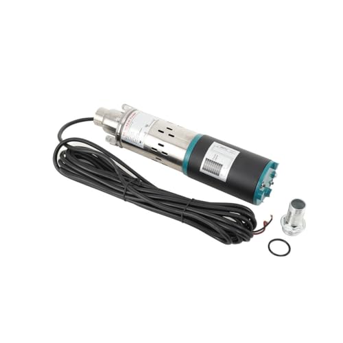 Submersible Screw Well Pump Deep Well Water Pump Stainless Steel Deep Well Submersible Pump DC 12V 200W Electric Deep Well Solar Submersible Water Pump for Irrigation Agricultural Garden Home