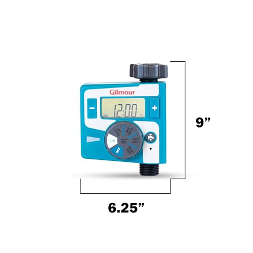 Gilmour Single Outlet Electronic Water Timer for Garden Hose, Irrigation Timer for Sprinklers and Drip Lines, Blue
