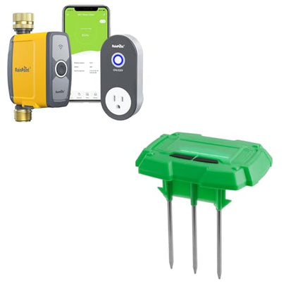 RAINPOINT WiFi Water Timer with WiFi Soil Moisture Sensor, WiFi Hose Timer for Lawn,WiFi Sprinkler Controller via APP/Voice Control,Automatic Watering System