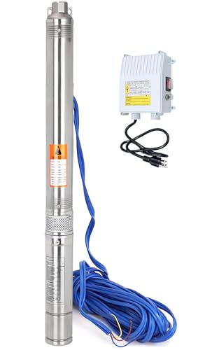 2.5" Deep Well Pump,1HP 110V Submersible Well Pump w/Control Box,50FT Cord - style: 2.5" -1HP-110V