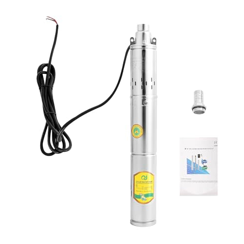 DYRABREST 24V DC Deep Well Submersible Pump 0.5HP 370W Stainless Steel Borehole Pump with 213ft Head 70.62ft³/h Flow Water Pump for Home Agricultural Irrigation