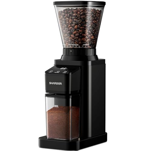 SHARDOR Conical Burr Coffee Bean Grinder, Anti-Static, 48 Settings, Black - color: Black