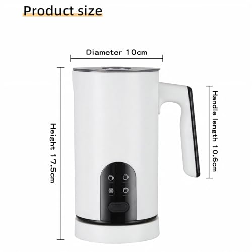 4 in 1 Electric Milk Frother Automatic Hot & Cold Foam Maker Auto Shut-Off Durable Stainless Steel Milk Frother Silent Working Easy to Clean for Cappuccino, Hot Chocolate (White) - color: White