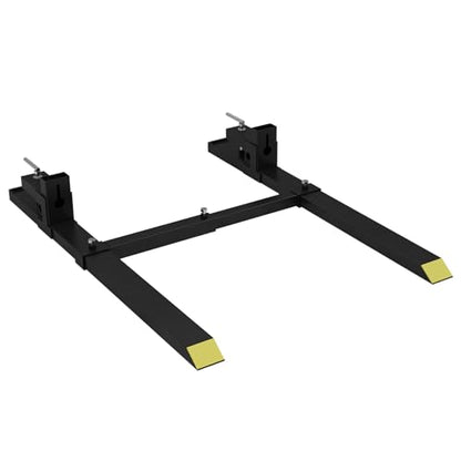 60" Clamp on Pallet Forks, 2000 lbs Total Length Heavy Duty Pallet Forks with Adjustable Stabilizer Bar, Tractor Fork Attachment for Loader Bucket, Skid Steer - size: 60 inch 2000lbs