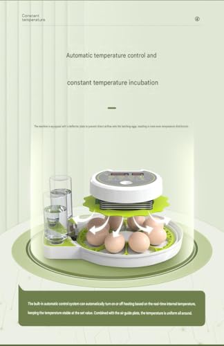 JUJOJB 12-Egg Incubator for Hatching Eggs, Auto Turner, Temp Control - color: Green