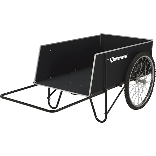 Strongway Garden Cart, 400-Lb. Capacity, 48in., 14 Cu. Ft. 48in.L x 29in.W | High-volume yard hauling, Stable two-wheel movement, Lawn/farm/property use, Durable outdoor operation, Easy unloading
