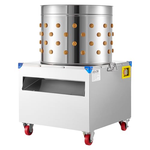 VEVOR Chicken Plucker Machine, 19.7 in Drum, 2HP & 275RPM Electric Chicken Plucking Machine with 106 Soft Fingers & Transport Wheels, Stainless Steel Feather Remover for Processing 2-4 Chicks Once