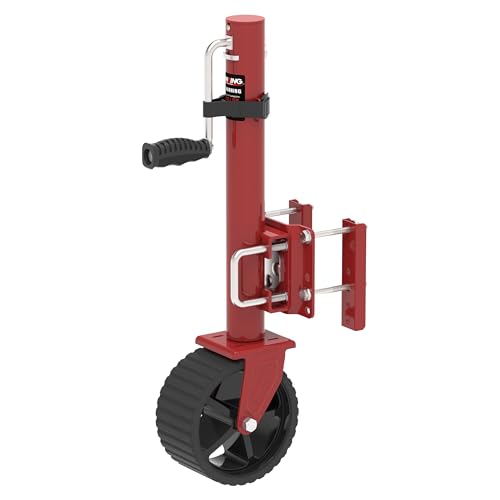 2000 lbs Swivel Trailer Jack, with 8" Upgraded Jack Wheel,13" Lift - color: Red