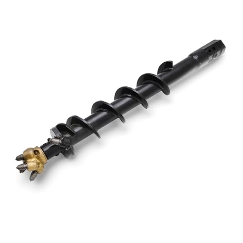 6-inch Rock Auger Bit with 2-inch Hex Drive, Heavy Duty Earth Drilling Tool, Black