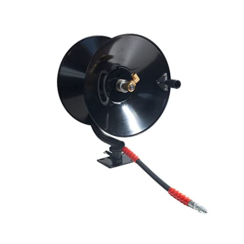 Base Pivoting Hi-Pressure Hose Reel, 4000 psi, Manual Winding Black