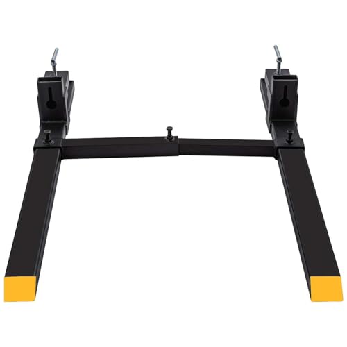 60" Clamp-On Pallet Forks with Adjustable Stabilizer Bar, 2000 Lbs Capacity for Heavy-Duty Tractor Bucket, Skid Steer, and Loader (2000 Lbs, 60")