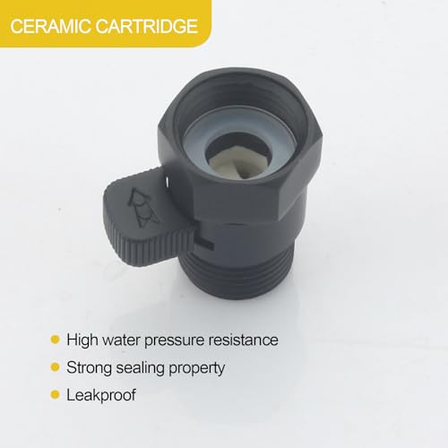 Shower Flow Control Valve, Shower Head Shut Off Valve Solid Brass Flow Pressure Regulator For Hand Shower G1/2, Matte Black