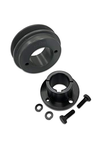 Single Groove 3.95" Cast Iron Electric Motor " H " Pulley/Sheave, Bushing Included, for 3/8" and 1/2" Top Width 3L/A/AK/4L/4LK Section V Belt, 1 Groove (1-1/8" Shaft / 1.125 Bore, AK41H) - size: 1-1/8" Shaft / 1.125 Bore