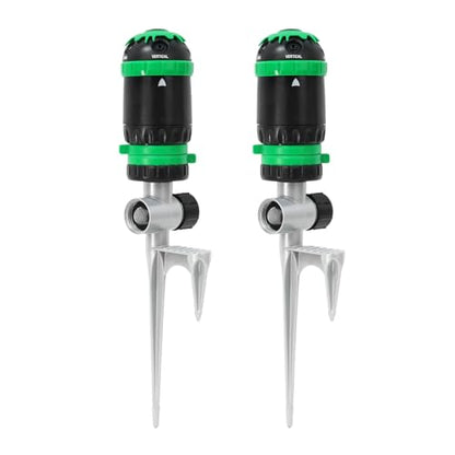 RESTMO 2 Pack Gear Drive Sprinkler with Step Spike Base, Green - color: Green, size: 2 Pack