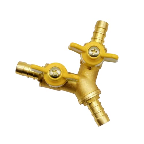 5/8" Hose Barb valve, Brass Y Shaped 3 Way Shut Off Ball Valve - size: 5/8 Inch