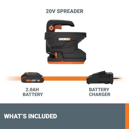 WORX Cordless Broadcast Spreader, 20V Seed Spreader, WG869 - style: Battery & Charger Included