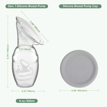 haakaa Manual Silicone Breast Pump with Cap (Grey) 4oz/100ml - color: Gray