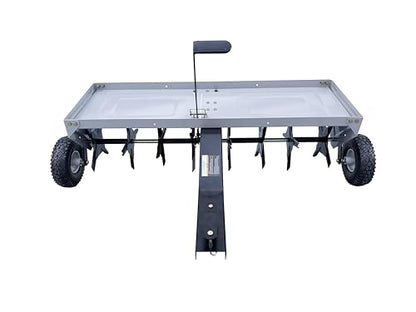 Yard Commander - 48-Inch Tow Behind Plug Aerator for Lawn Tractor & ATV, 32 Core Plug Tines, 2.5” Soil Penetration, Heavy Duty Steel Aerator, Weight Tray & 10” Pneumatic Tires for Lawn & Garden Care