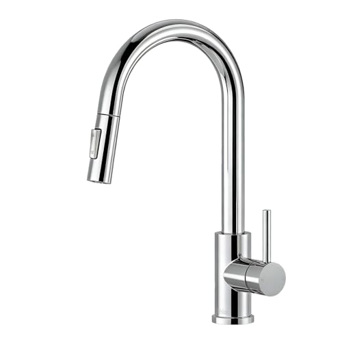 Tohlar Chrome Kitchen Faucets with Pull Down Sprayer and Deck Plate - color: Chrome, style: Standard