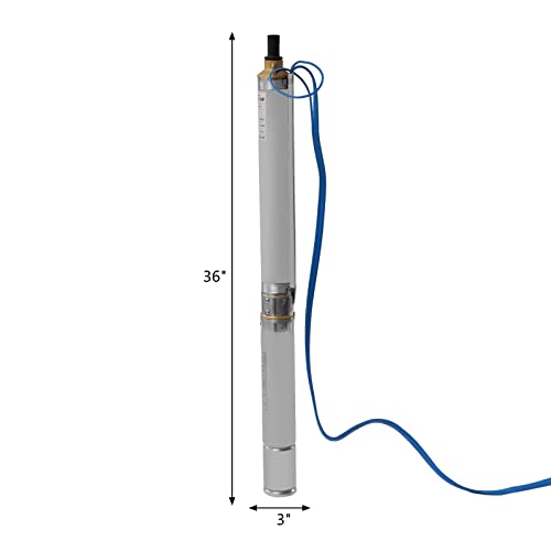 Deep Well Submersible Pump AC 110V 550W Electric Submersible Water Pump, 16 GPM Flow, 295ft Lift, Farm Ranch Irrigation Submersible Bore Hole Deep Well Pump 3420 RPM - color: Ac 110v 550w