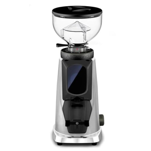 Fiorenzato AllGround Sense Burr Coffee Grinder, Home Coffee Grinder - 64mm Flat Dark T M340 Steel Burr, Grind by Weight (Chrome With Black), Standard - color: Chrome With Black