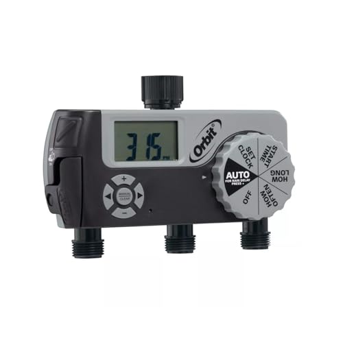 Orbit Programmable Digital Hose Watering Timer, 3 Outlet, Black - 56233 - size: 3 Outlet (2 Digital, 1 Manual)