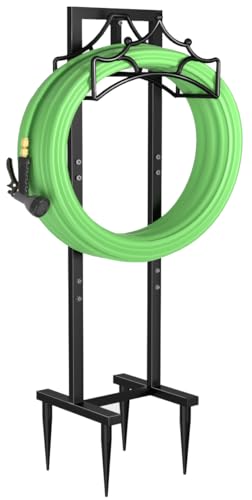 Garbuildman Garden Hose Holder with 4 Spikes, Freestanding Metal Hose Stand for Outdoor Garden, Detachable Hose Storage Rack for Lawn & Yard, Crown Black - size: 4-Spike Crown